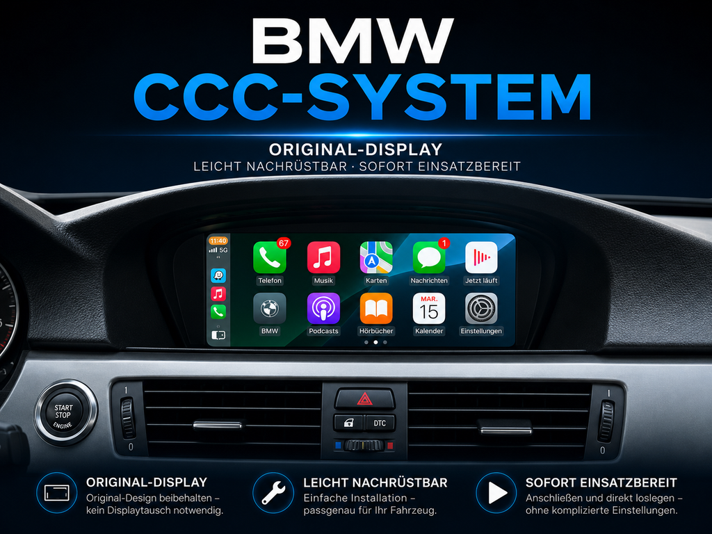 BMW CCC/CIC CarPlay-Nachrüstung – Android Auto &amp; Apple CarPlay Update mit Original-Bildschirm