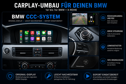 BMW CCC/CIC CarPlay-Nachrüstung – Android Auto &amp; Apple CarPlay Update mit Original-Bildschirm